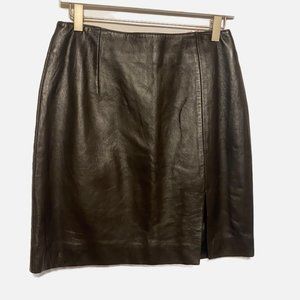Cach'e Brown Leather Mini Skirt - Size 10 - NWT